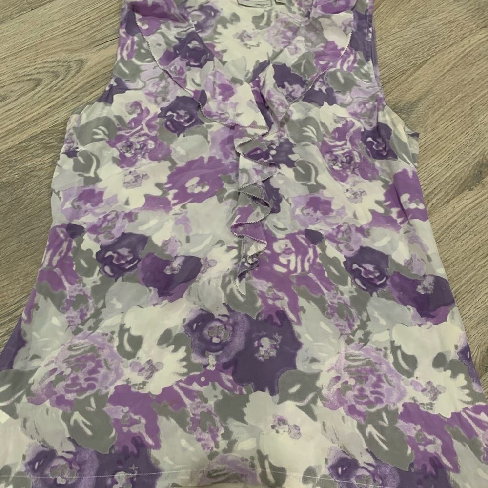 Halogen Purple and Gray Floral Blouse
